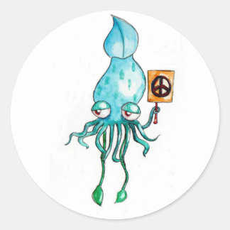 Peace Squid Classic Round Sticker