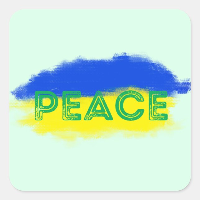 PEACE Stand with Ukraine Freedom for Ukrainian Square Sticker (Front)