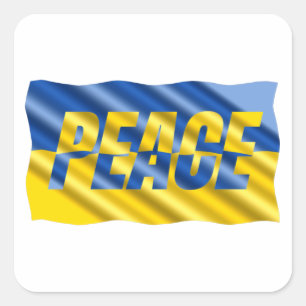 PEACE Stand with Ukraine Freedom for Ukrainian Square Sticker