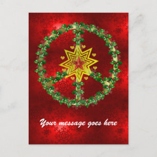 Peace Star Christmas Holiday Postcard