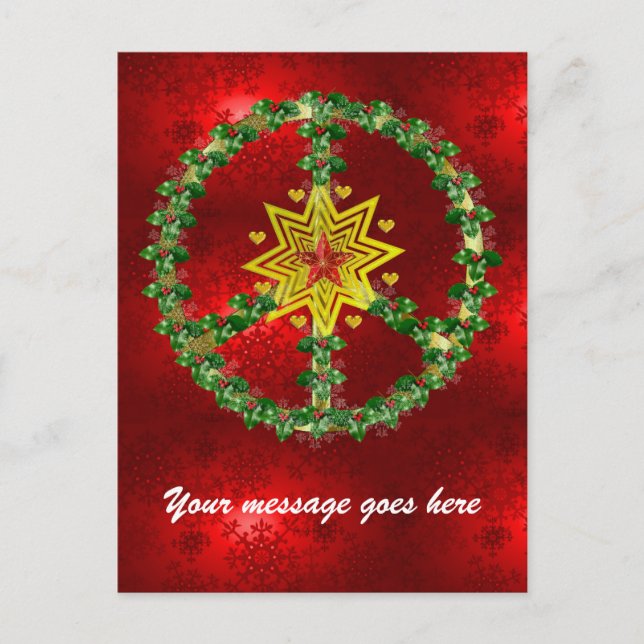 Peace Star Christmas Holiday Postcard (Front)