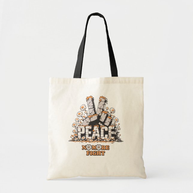 Peace Stone Flower Vintage Inspirational Quote Tote Bag (Front)
