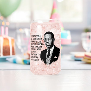 Peace & Strength – Malcolm X Inspirational Quote Can Glass