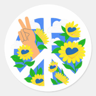 Peace Sun Flowers icon Classic Round Sticker