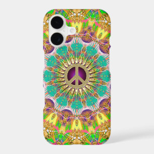 Peace Sun Happy Hippie Colourful Mandala 