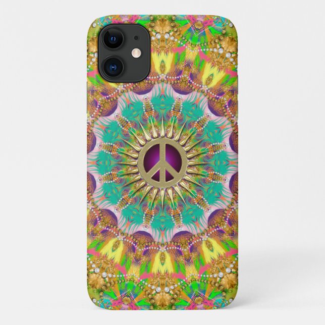 Peace Sun Happy Hippie Colourful Mandala  Case-Mate iPhone Case (Back)