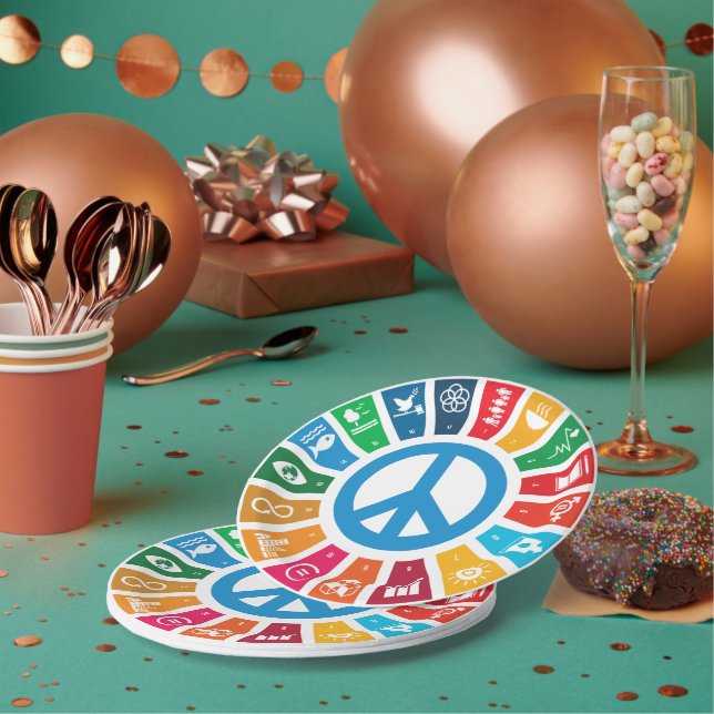 Peace Sustainability Goals Eco-Friendly Party Pack Paper Plate (Multi)