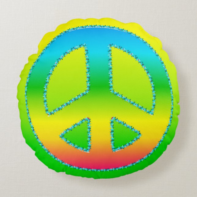 Peace Symbol 07 (ckc)-Round Throw Pillow (Front)