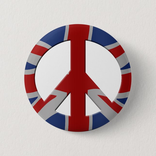 Peace symbol and Union Jack 6 Cm Round Badge (Front)