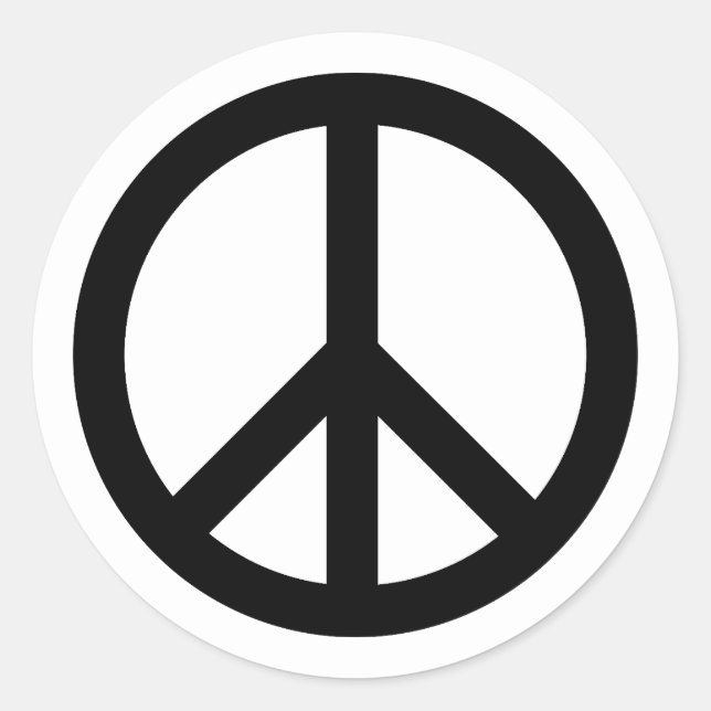 Peace symbol Anti War black white simple Classic Round Sticker (Front)