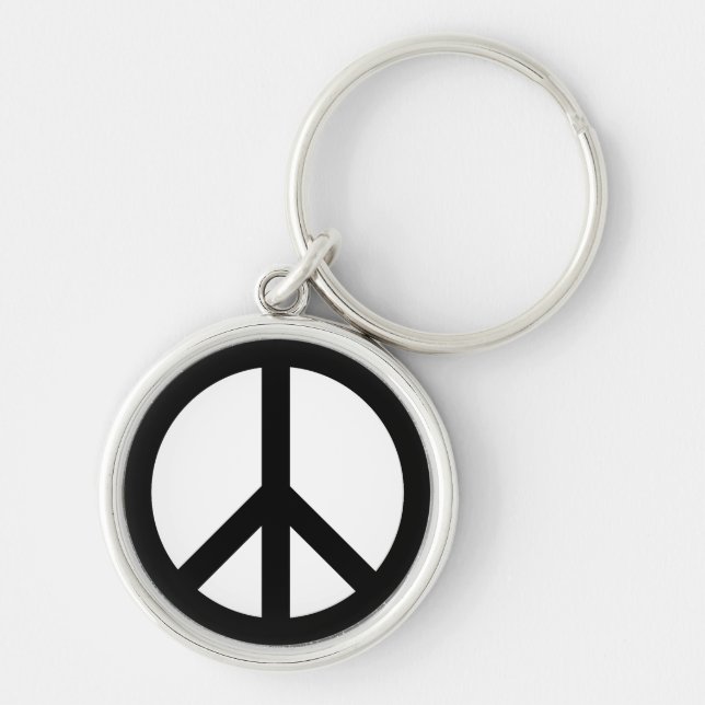 Peace symbol Anti War black white simple Key Ring (Front)