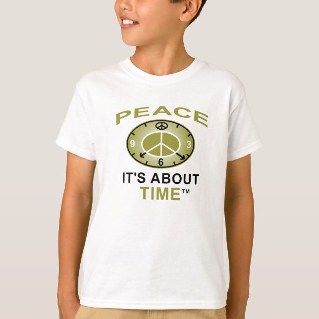PEACE SYMBOL CLOCK AA T shirt (White) (Front)