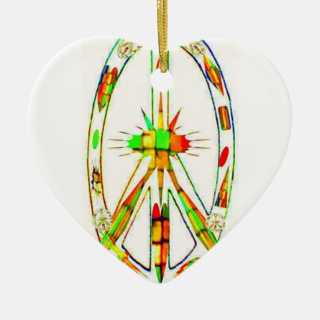 Peace Symbol Coloured Glass Ceramic Ornament (Front)