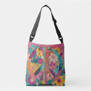 Peace symbol colourful crossbody bag