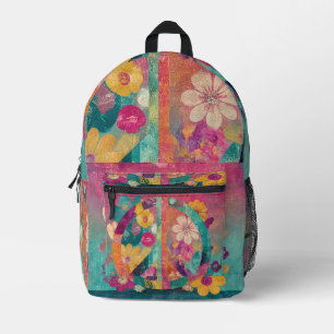Peace symbol colourful  printed backpack