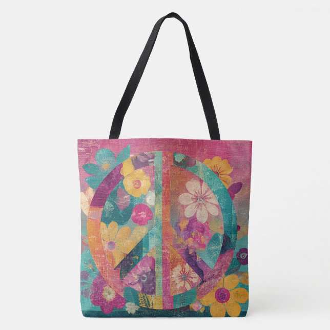 Peace symbol colourful  tote bag (Front)
