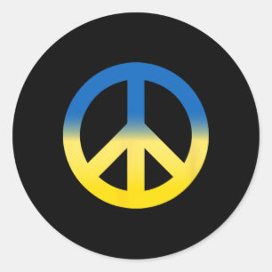 Peace Symbol - Colours Of Ukraine Flag With Peace Classic Round Sticker