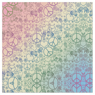 Peace Symbol Design Pattern Rainbow Fabric