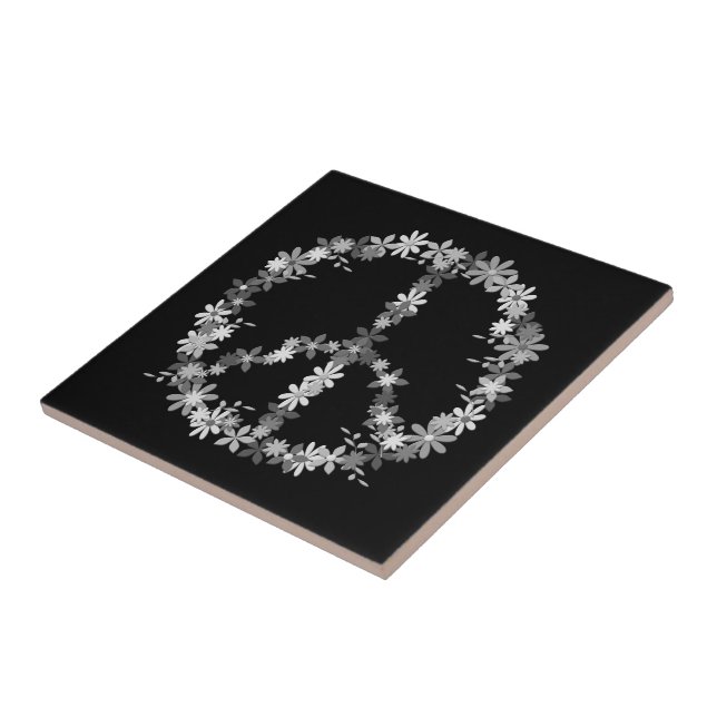 Peace symbol flower power ceramic tile (Side)