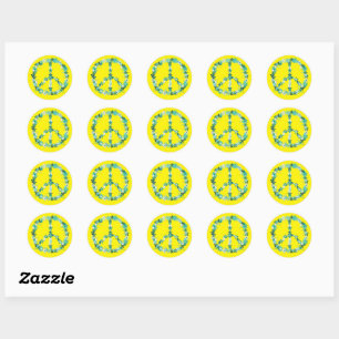 Peace symbol flower power classic round sticker