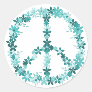 Peace symbol flower power classic round sticker