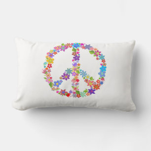 Peace Symbol Flower Power Colourful Design Lumbar Cushion