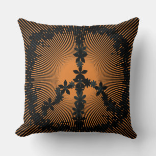 Peace symbol flower power cushion