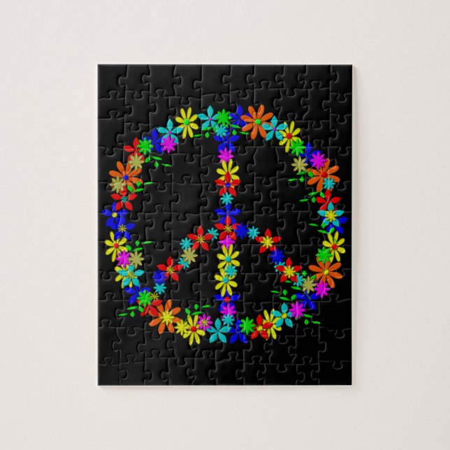 Peace Symbol Flower Power Jigsaw Puzzle (Vertical)