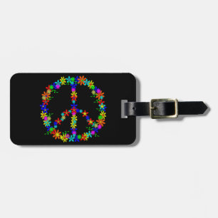 Peace Symbol Flower Power Luggage Tag