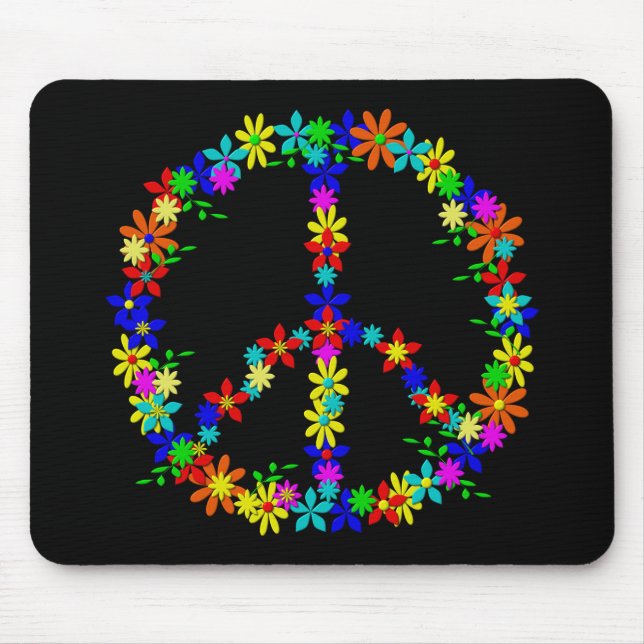Peace Symbol Flower Power Mouse Pad (Front)