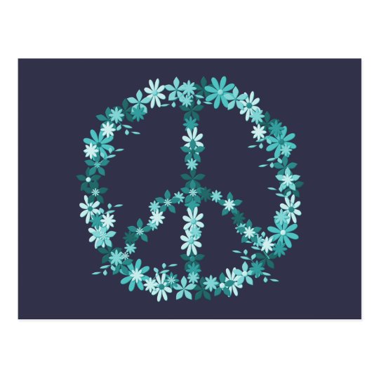 Peace symbol flower power postcard