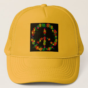 Peace Symbol Flower Power Trucker Hat