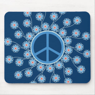 Peace Symbol Flowers Mouse Pad