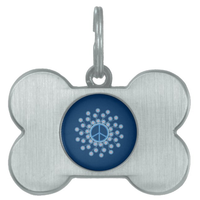 Peace Symbol Flowers Pet ID Tag (Front)