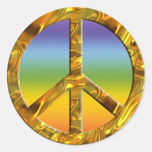 PEACE symbol - GOLD   chakren colour Classic Round Sticker