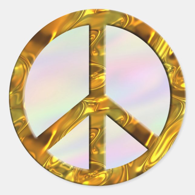 PEACE symbol - GOLD | coloured light Classic Round Sticker (Front)