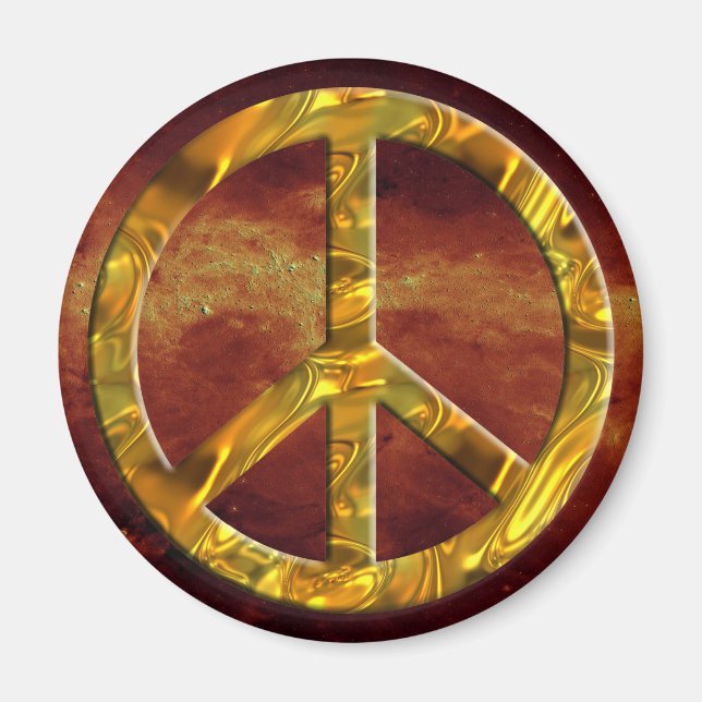PEACE symbol - GOLD Magnet (Front)