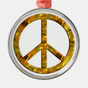 PEACE symbol - GOLD Metal Ornament