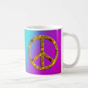 PEACE symbol - GOLD & SILVER Coffee Mug