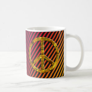 PEACE symbol - GOLD & SILVER harmony stripes Coffee Mug