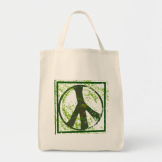 Peace Symbol Grunge Organic Grocery Tote Bag