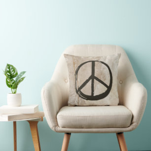 Peace Symbol Hippie Love 1960s Sign Mud Soiled Cushion