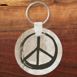 Peace Symbol Hippie Love 1960s Sign Mud Soiled Key Ring