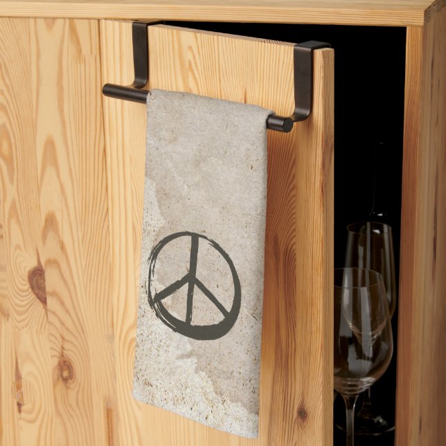 Peace Symbol Hippie Love 1960s Sign Mud Soiled Kit Tea Towel (Thirds Fold)