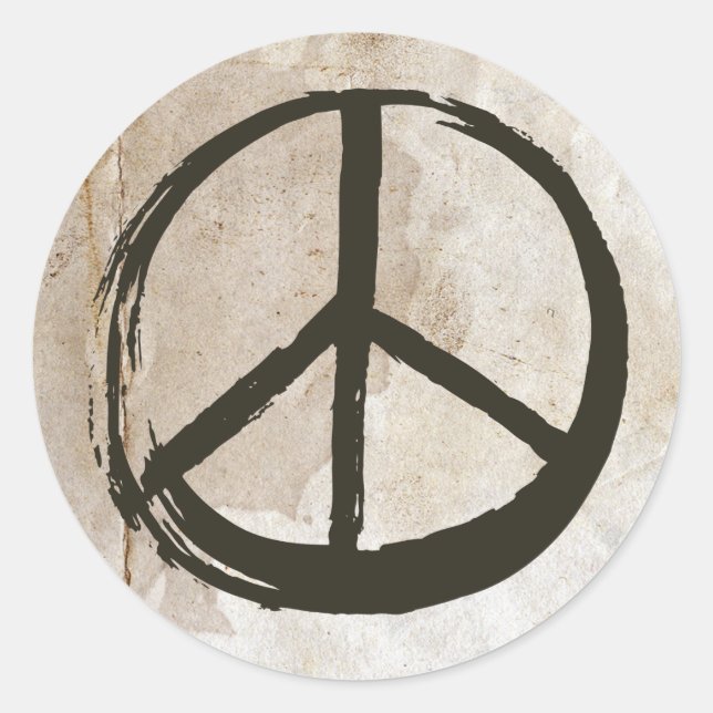 Peace Symbol Hippie Love Mud Soiled No War Classic Round Sticker (Front)