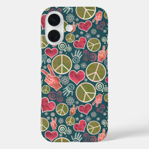 Peace Symbol Hipster Pacifism Sign Design iPhone 16 Case