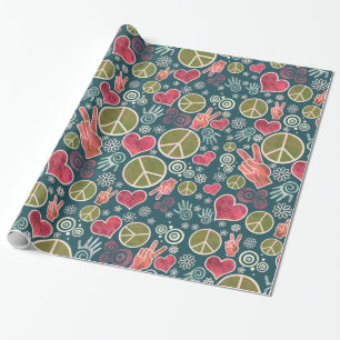 Peace Symbol Hipster Pacifism Sign Design Wrapping Paper