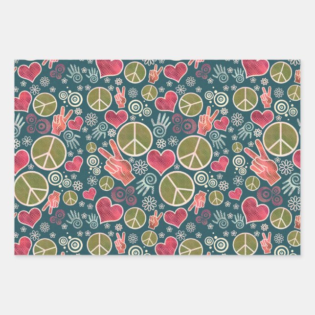 Peace Symbol Hipster Pacifism Sign Design Wrapping Paper Sheet (Front)
