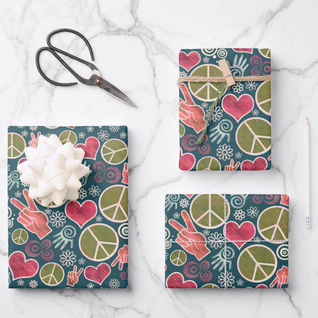Peace Symbol Hipster Pacifism Sign Wrapping Paper Sheet (Front)
