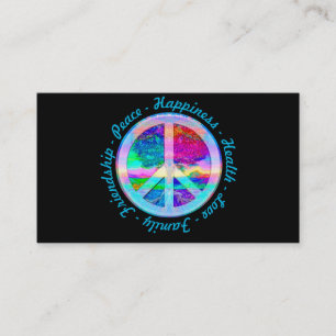Peace Symbol in Rainbow Colours with Tree of Life Business Card